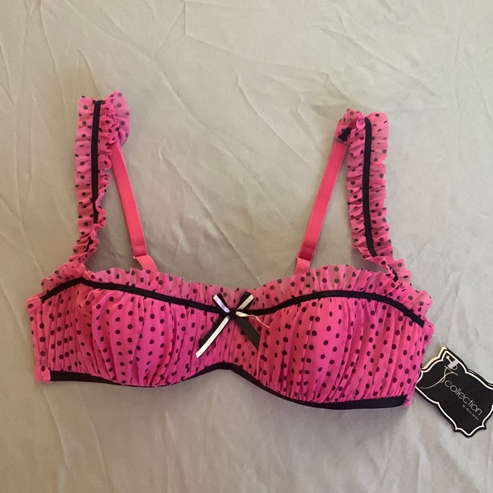 iBasic Intima Pink with Black Polka Dots and Trim - Sexy Bra